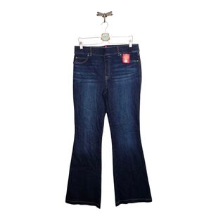 SPANX Flare Jeans High Rise Pull-On Stretch Denim Dark Wash Size XL 14-16